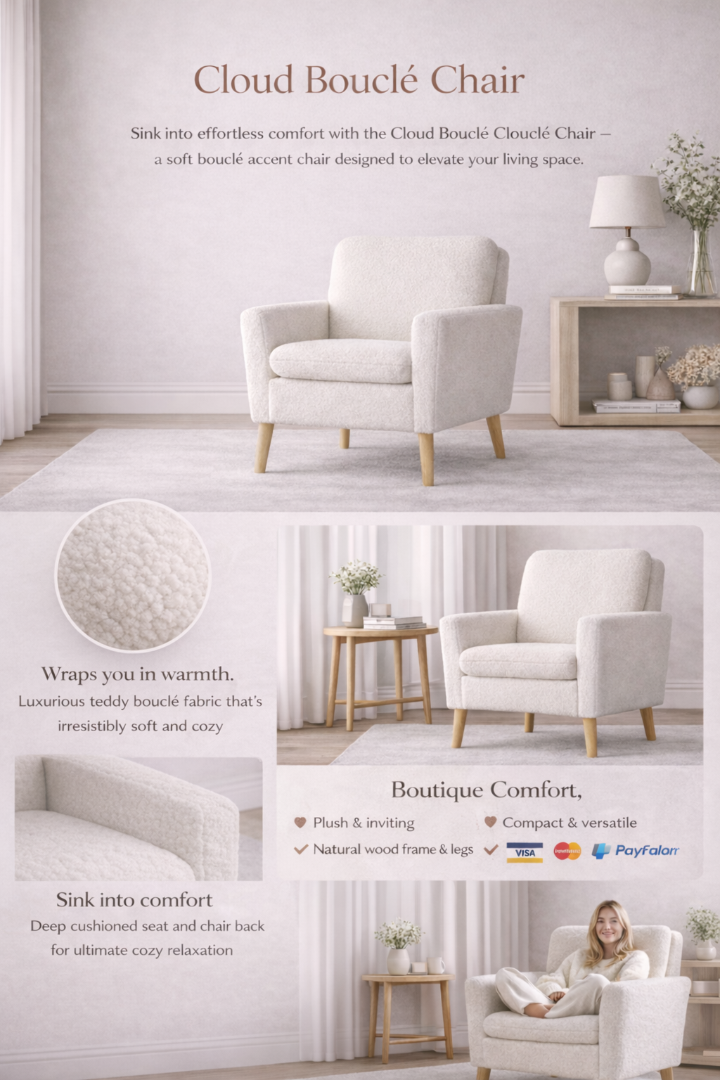 Velnora™ Cloud Bouclé Accent Chair