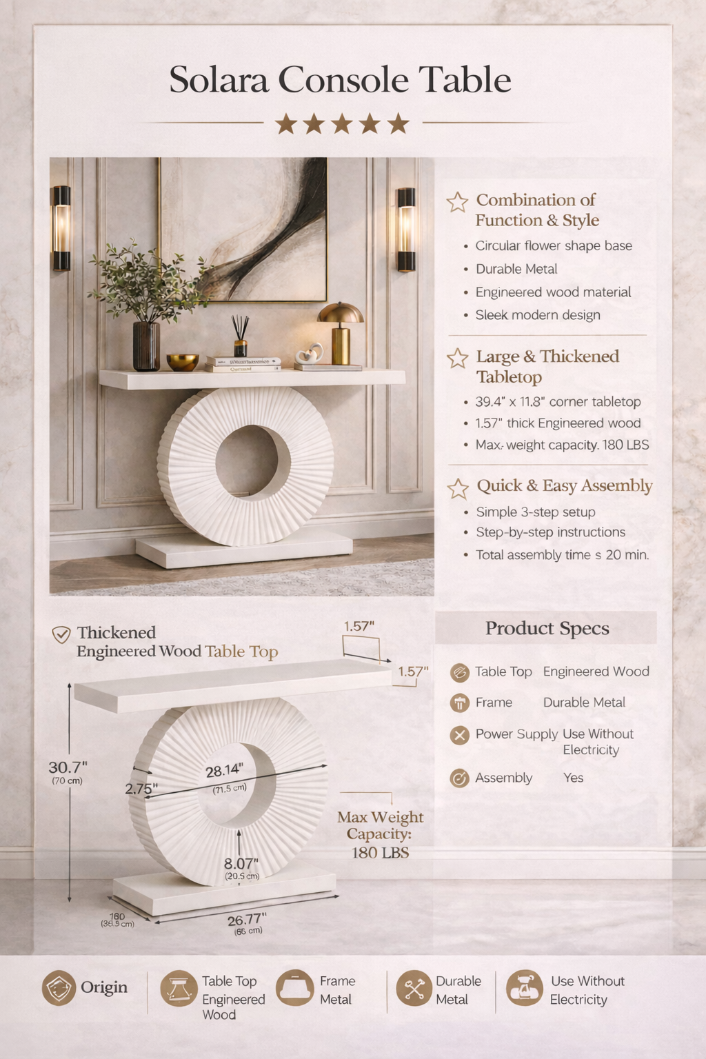 Velnora Solara Console Table