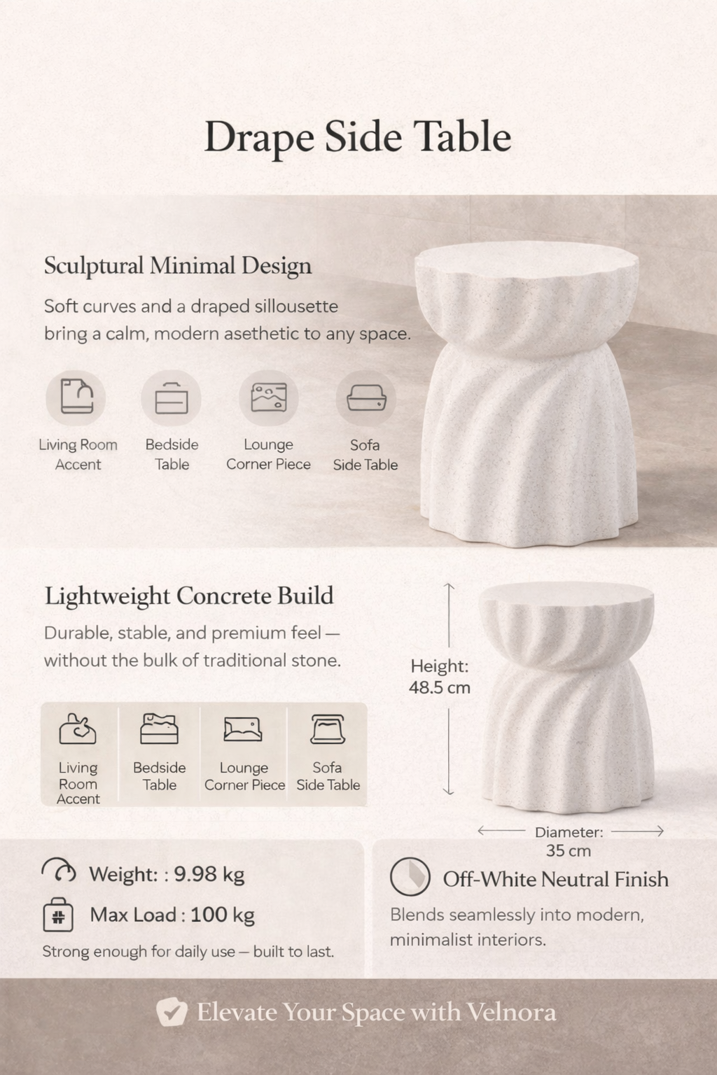 Velnora Drape Side Table