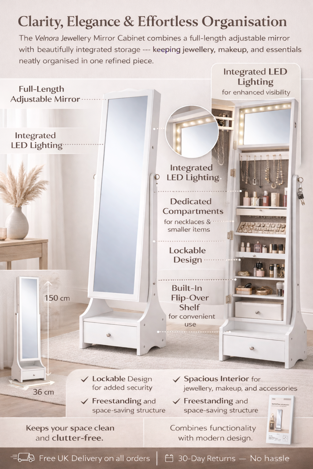 Velnora Jewellery Mirror Cabinet